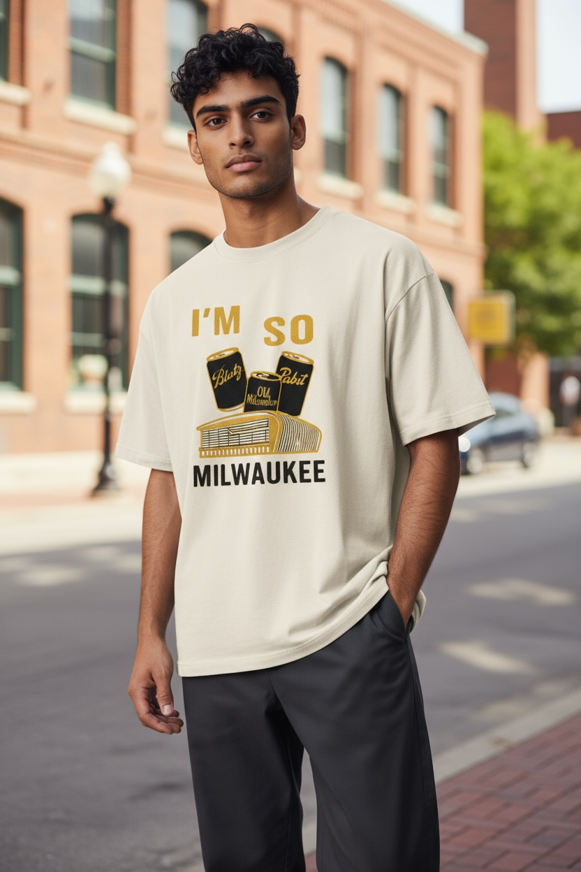 I'm So Milwaukee - T-Shirt (Black & Gold Fiserv Forum w/ Beer Cans)